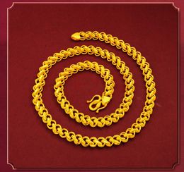 Chains 24K Gold Chain Necklace For Women Men Party Wedding Jewellery Birthday Gift Width 8mm