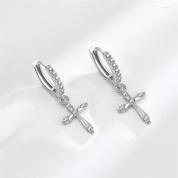 Hoop Earrings Ins Trendy Luxury Zircon Cross Earring For Women Girls Party Wedding Punk Fashion Jewelry Gift Eh1881