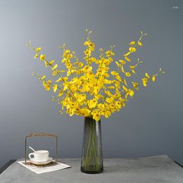 Decorative Flowers Artificial Phalaenopsis Yellow Orchid Fake Flower Branches Indoor Decoration Arrangement Oncidium Floor