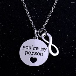 Pendant Necklaces 2pis/set Engraved Grey Anatomy Necklace S Letter You Are My Person For Men&Woman Sweater Chain