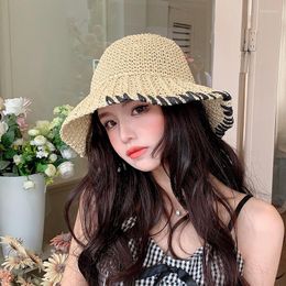 Berets Ladies Straw Hat Summer Hand-woven Sun Hats Seaside Beach French Fashion Big Eaves Sunshade Fisherman Cap