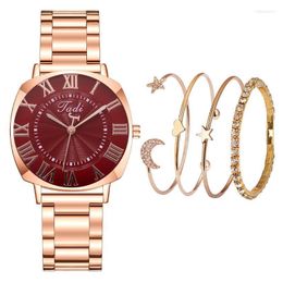 Wristwatches Watches For Seniors Women Women's Shining Casual Quartz Stainless Steel V Strap Bracelet Watch Set Light Up WatchWristwatch