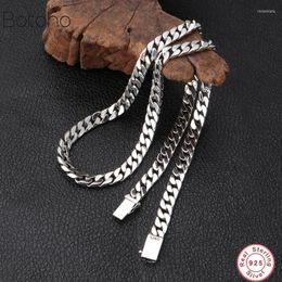 Chains Real Solid S925 Sterling Silver 8mm Thick Models Men Necklace Personality Simple Thai Retro Colour Jewellery