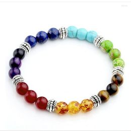 Strand Selling 7 Colours Semi-precious Stone Bracelets Chakra 8mm Beads Yoga Energy Natural Bracelet