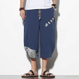 Men's Pants Men Harem Pants Korean Style 2022 Summer Casual Pants Mens Cotton Loose Trousers Male Oversized CalfLength Pants Men 5XL Z0225