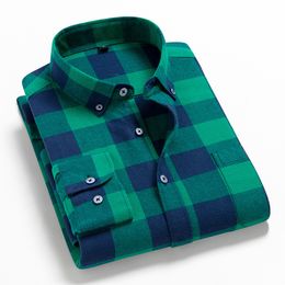 Men's Casual Shirts Men Plaid 100% Cotton Spring Autumn Casual Long Sleeve Chemise Homme Male Cheque Shirts 230225