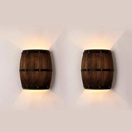 Wall Lamp American Vintage Lamps Country Wine Barrel Modern Wood Bedside Bedroom Bar Kitchen Light Fixtures Nordico