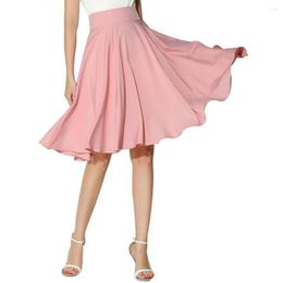 Skirts High Quality Women Waist Skirt Fashion Pleated Solid Color A-line Sweet Large Swing