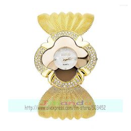Wristwatches 50pcs/lot Luxury Mesh Watch Flower Dial Designer Bracelet For Women Wrap Quartz Crystal Wholesale Clock LadyWristwatches Hect22