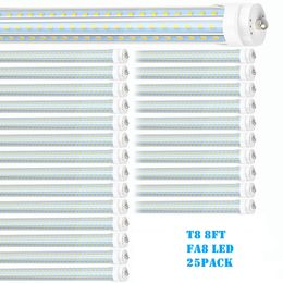 120W 8FT LED Shop Lights bulb AC100-277V Single Pin FA8 T8 96'' LED Tube Light 8 Feet D-Shaped 3 Rows SMD2835 Clear cover replacing fluorescent remove ballast