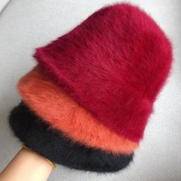 Berets Winter Faux Fur Fluffy Bucket Hats Women Outdoor Warm Soft Velvet Furly Fisherman Cap Lady Panama Hat 2023