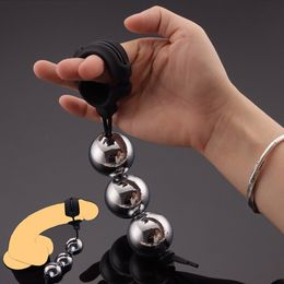 Cockrings Heavy Duty Metal Ball Pendant Penis Rings Weight Hanger Stretcher Extender Enlargement Cock Ring Male Chastity 230227