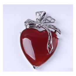 car dvr Pendant Necklaces Heartshaped Female Charm Crystal Natural Stone Necklace Earrings Jewellery Making Drop Delivery Pendants Dhi13