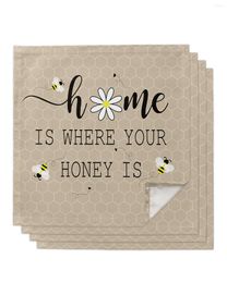 Table Napkin Beehive Background Flower Daisy Bee 4/6/8pcs Kitchen 50x50cm Napkins Serving Dishes Home Textile Products