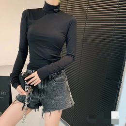 2024ss new Womens Long T-shirt Designers Letter Sleeved Base Shirt Black White Colours Tees Ladies Clothes Classic Elastic Slim Tops SML
