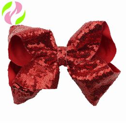 20CM Sequin Rainbow Big Ribbon Bow Hair Clip For Girls Kids Handmade Boutique Knot Hair Bow Hairgrips Hair Accessories 1751