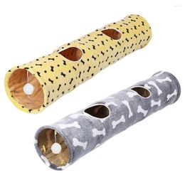 Cat Toys Tunnel Cats Passageway Tube Ringing Paper With Suspended Ball Foldable Plush Scratch Resistant Pet For Kitten Rabbits