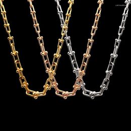Chains High Quality Punk Style Fashion Think And Thin Titanium Steel Bamboo Lock Chain Necklace For Women Men Brand Jewelry