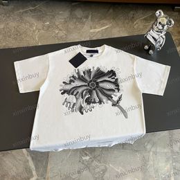 xinxinbuy Men designer Tee t shirt 23ss Milan Flower graffiti print short sleeve cotton women white black XS-2XL