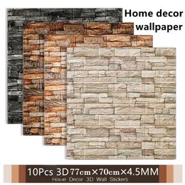 Wall Stickers 10pcs 3D Self Adhesive LivingRoom Bedroom Children's Room Peel and Stick paper Home Luxury Background Decor 230227