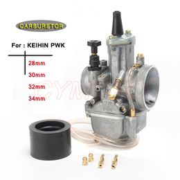 Motorcycle Fuel System 2T 4T Universal Keihin PWK Carburetor 21 24 26 28 30 32 34mm With Power Jet For Racing Motor