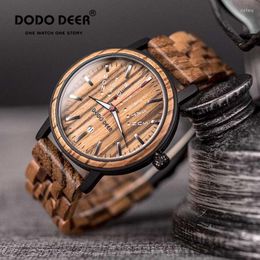 Wristwatches Relogio Masculino DODO DEER Wood Watch For Men Weekly Calendar Display Luminous Waterproof Fashionable Luxury Drop