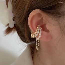 Backs Earrings Boho Colourful Beads Magnet Ear Cuff Korean Handmade Beaded Circle Pearl For Women Fake Piercing Clip On Jewellery