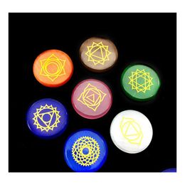 car dvr Stone 7Pcs Chakra Reiki Crystals Healing Opal Cat Eye Seven Chakras Holistic Energy Ncing Polished Hand Piece Natural Stones Beads D Dhfph