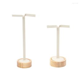 Jewellery Pouches Bamboo Wood Earrings Stand Holder T-Shape Eardrop Display Rack Organiser