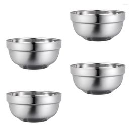 Bowls 2/4/6pcs 13cm Double Layer Stainless Steel Anti- Insulated Bowl Child Rice Soup Family Dinnerware