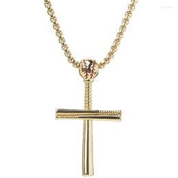 Pendant Necklaces Classic Hip Hop Sports Style Outdoor Baseball Cross Necklace Silver Black Gold Plated Alloy Chain Men Jewelry Party