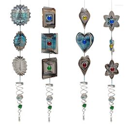 Decorative Figurines 3D Heart Flower Rotating Wind Chimes Geometric Hanging Spinner Crafts Ornaments Indoor Outdoor Garden Yard Decoration