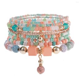 Charm Bracelets Holiday Storm Simi Yami Beads Bracelet For Women Hand String Ins Design Sense Small Crowd Colour Contrast Overlay Set
