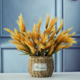 Decorative Flowers 50CM 11Head Artificial Wheat Bunch Plastic Realistic Plants Po Props El Sample Room Home Deco Flower Arrangemen