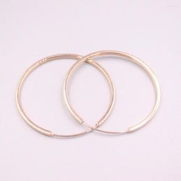 Hoop Earrings Solid Pure 18K Rose Gold Women Smooth 3.7-4g 30 2mm