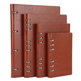 Notepads A4 A5 A6 B5 Hollow Looseleaf Notebook Detachable Leather Notepad Binder Stationery 230225