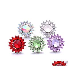 car dvr Clasps Hooks Bright Rhinestone Fastener 18Mm Snap Button Sun Flower Clasp Metal Sunflower Charms For Snaps Jewellery Findings Suppli Dhdp2