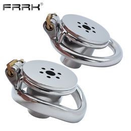 Cockrings FRRK Inverted Plugged Metal Chastity Cage with Cylinder Design for Men BDSM Games Play Stainless Steel Denial Pleasure Sex Toy 230227
