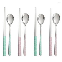 Dinnerware Sets Korean-style Stainless Steel Knife Fork Spoon Chopsticks Daisy El Western Steak Dessert Silverware Set