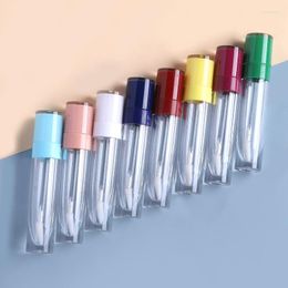 Storage Bottles Wholesale Plastic Cosmetics Lip Gloss Packaging 8ml Round Clear Containers Pink Red Purple Empty Lipgloss Tube