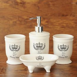 Bath Accessory Set Simple Nordic Bathroom Accessories 4pcs British Style Sanitary Lotion Bottle Soap Dish Tumbler Wedding Gift