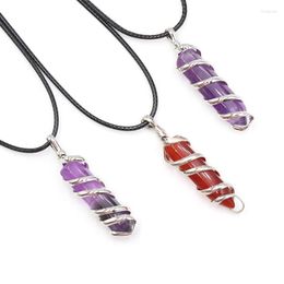 Pendant Necklaces Wrap Hexagonal Natural Stone Necklace For Women Energy Healing Pendulum Jewelry On The Neck Party Gift