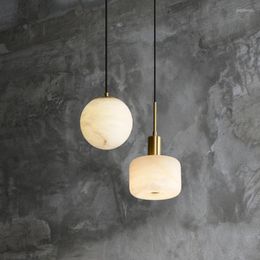 Pendant Lamps Modern Minimalist Bedroom Bedside Copper Chandelier Personality Creative Light Luxury Restaurant Bar Marble