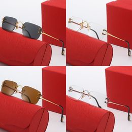 Business mens sunglasses c square buff sun glasses simple rimless fashion travel lunette homme gold plated transport designer sunglasses womens PJ039 C23