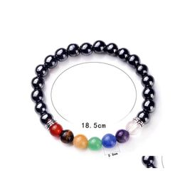 car dvr Beaded Strands Bead Chakra Bracelet 7 8Mm Lava Anxiety Essential Oil Diffuser Stone Yoga Meditation Relaxation Healing Drop Deliver Dhtep