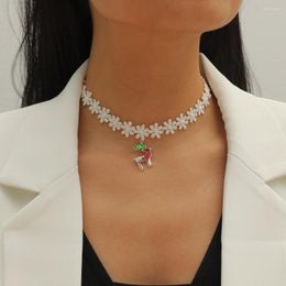Choker Classic Merry Christmas Gift White Velvet Necklace Pendants Lovely Sika Deer Jewelry For Women And Girl