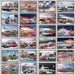 Gas Station art painting Motor Oil Sign Car Shabby Chic Metal Painting Wall Bar Garage Home Art Craft Personalised Decoration metal tin signs Size 30X20cm w02