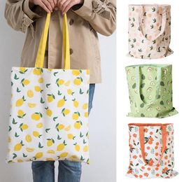 Storage Bags Eco-friendly Large Washable Shopping Bag Heavy Cherry Print Double-sided Dual-use Cotton Linen Handbag