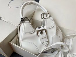 Top Quality P Designer Hobo Women Triangle Luxury Moon Lined Soft Lamp Leather Hand Detachable Key Chain Baguette Bag Enamel Metal Sequined Shoulder Bag