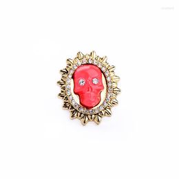 Cluster Rings Jz00102 Imitated Jewelry Arrival Wholesale High Quality Light Gold Color Rhinestone With Pink Skull Ring For Women